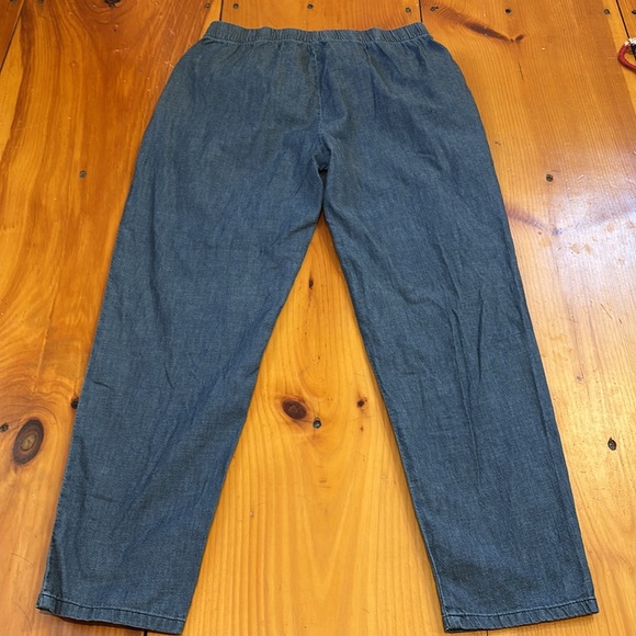 EILEEN FISHER XS Blue Chambray Organic Pull-On Pant Legging Side Pockets - Picture 7 of 7